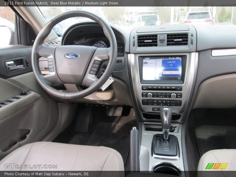 Steel Blue Metallic / Medium Light Stone 2011 Ford Fusion Hybrid