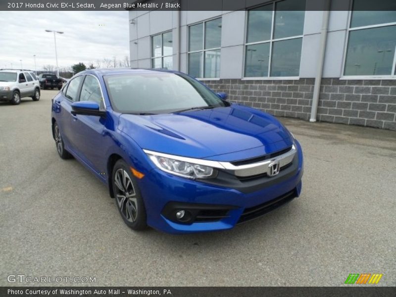 Aegean Blue Metallic / Black 2017 Honda Civic EX-L Sedan