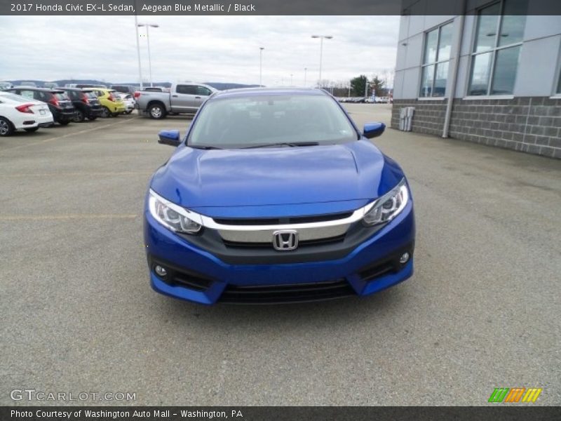 Aegean Blue Metallic / Black 2017 Honda Civic EX-L Sedan