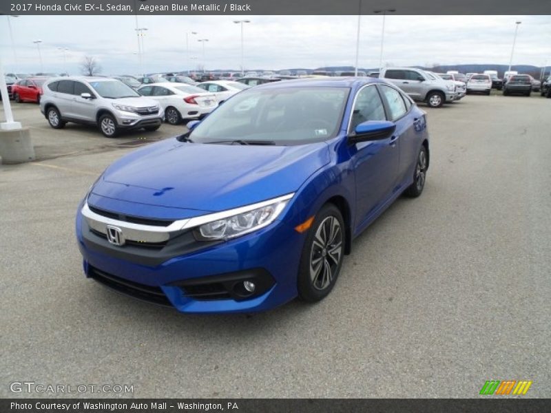 Aegean Blue Metallic / Black 2017 Honda Civic EX-L Sedan