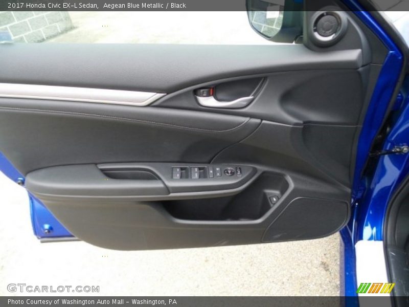 Aegean Blue Metallic / Black 2017 Honda Civic EX-L Sedan