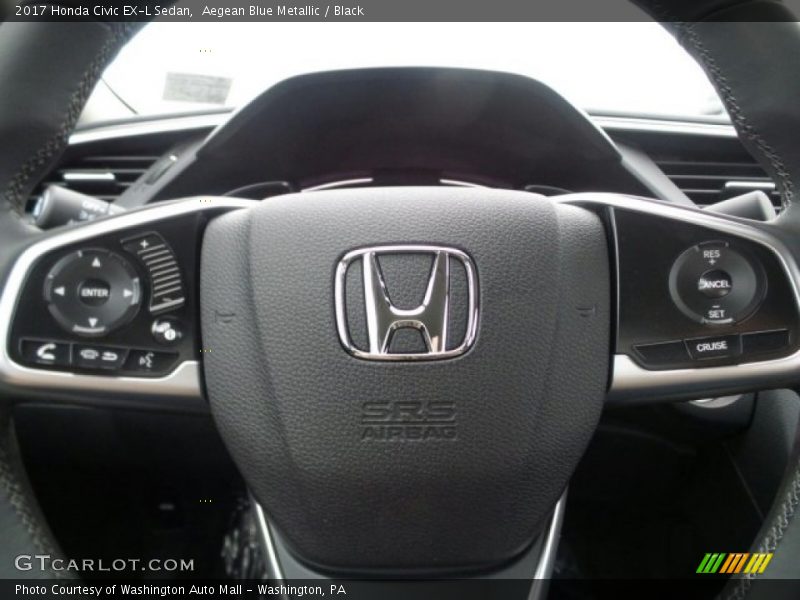 Aegean Blue Metallic / Black 2017 Honda Civic EX-L Sedan