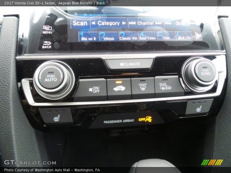 Aegean Blue Metallic / Black 2017 Honda Civic EX-L Sedan