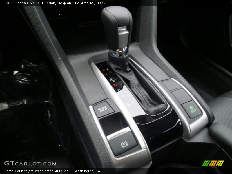 Aegean Blue Metallic / Black 2017 Honda Civic EX-L Sedan