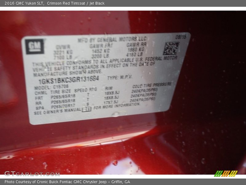 Crimson Red Tintcoat / Jet Black 2016 GMC Yukon SLT