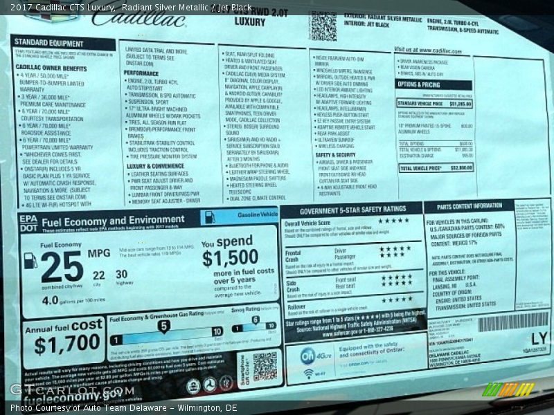 Radiant Silver Metallic / Jet Black 2017 Cadillac CTS Luxury