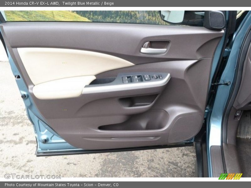 Twilight Blue Metallic / Beige 2014 Honda CR-V EX-L AWD