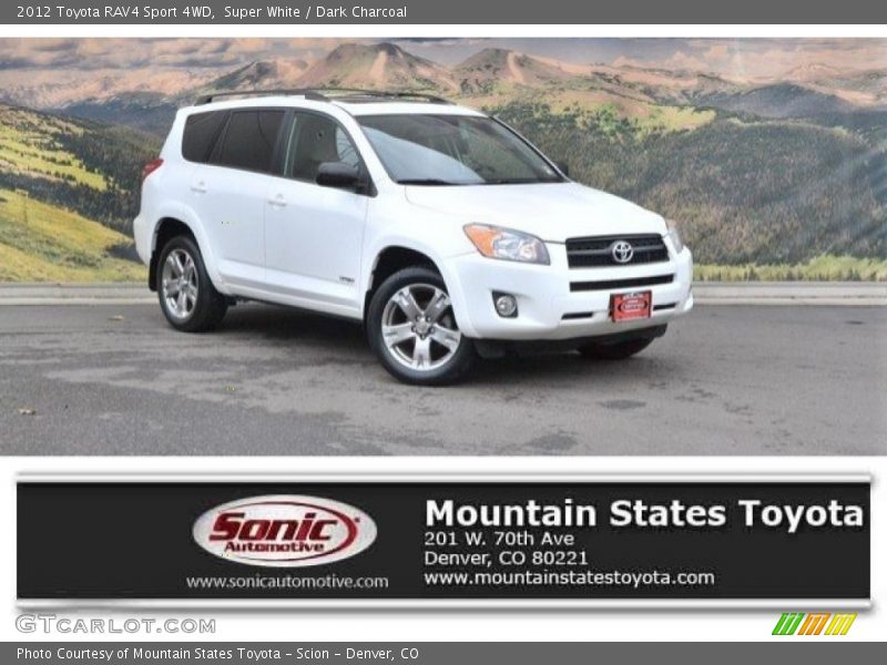 Super White / Dark Charcoal 2012 Toyota RAV4 Sport 4WD