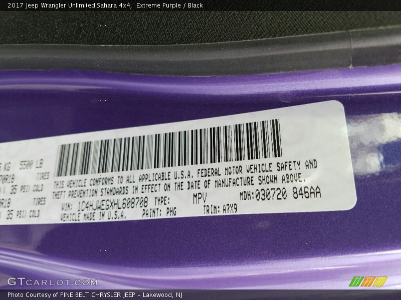 Extreme Purple / Black 2017 Jeep Wrangler Unlimited Sahara 4x4