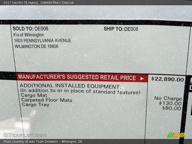 Crimson Red / Charcoal 2017 Kia Niro FE Hybrid