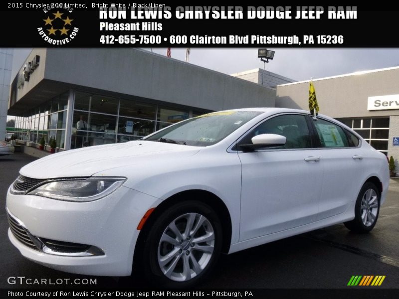 Bright White / Black/Linen 2015 Chrysler 200 Limited