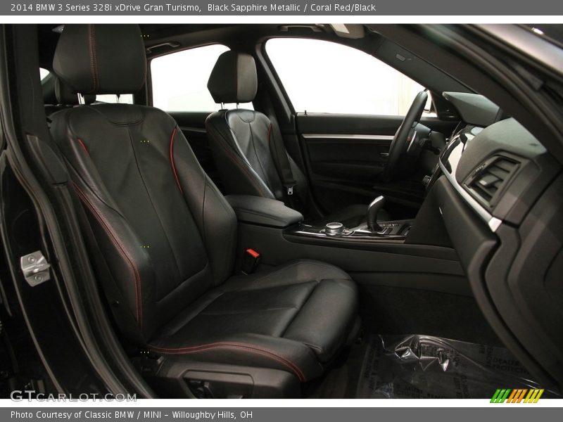 Black Sapphire Metallic / Coral Red/Black 2014 BMW 3 Series 328i xDrive Gran Turismo