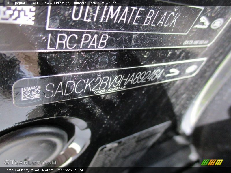 Ultimate Black / Jet w/Tan 2017 Jaguar F-PACE 35t AWD Prestige