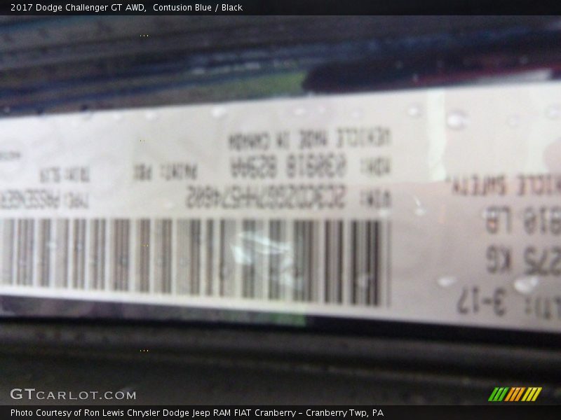 Contusion Blue / Black 2017 Dodge Challenger GT AWD