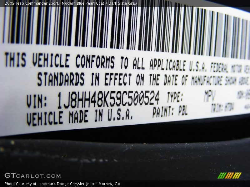 Modern Blue Pearl Coat / Dark Slate Gray 2009 Jeep Commander Sport