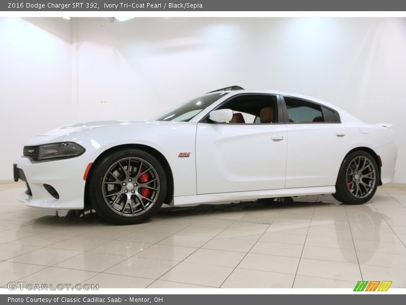 Ivory Tri-Coat Pearl / Black/Sepia 2016 Dodge Charger SRT 392