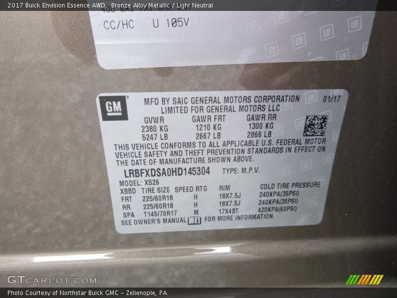 Bronze Alloy Metallic / Light Neutral 2017 Buick Envision Essence AWD