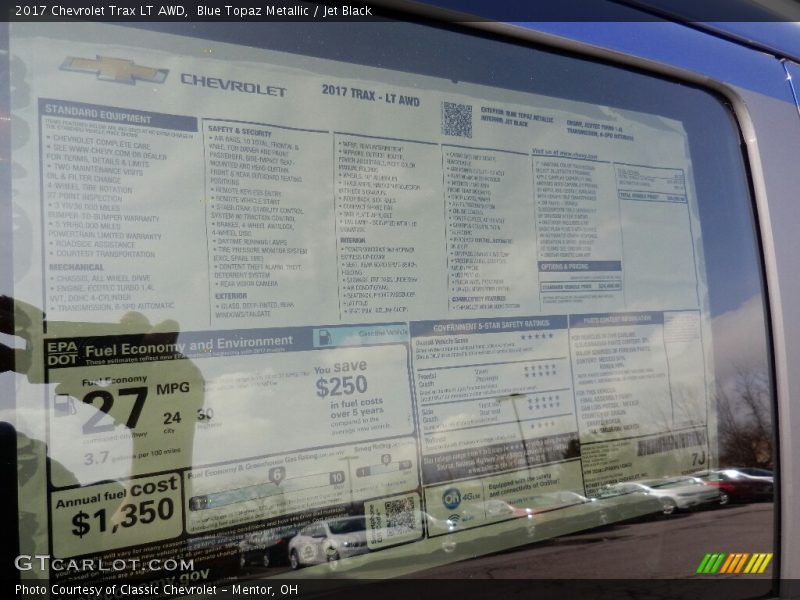 Blue Topaz Metallic / Jet Black 2017 Chevrolet Trax LT AWD