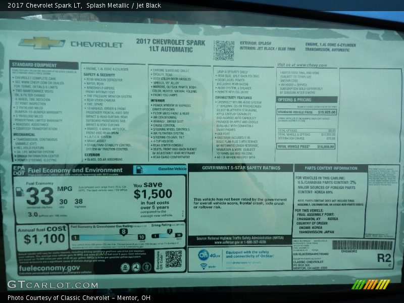 Splash Metallic / Jet Black 2017 Chevrolet Spark LT
