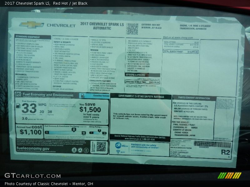 Red Hot / Jet Black 2017 Chevrolet Spark LS