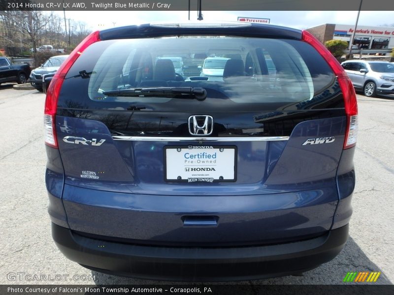 Twilight Blue Metallic / Gray 2014 Honda CR-V LX AWD