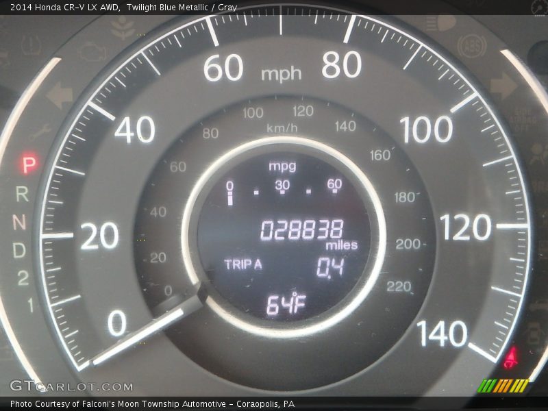 Twilight Blue Metallic / Gray 2014 Honda CR-V LX AWD
