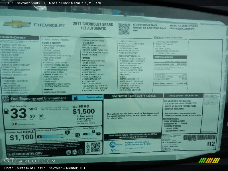 Mosaic Black Metallic / Jet Black 2017 Chevrolet Spark LT