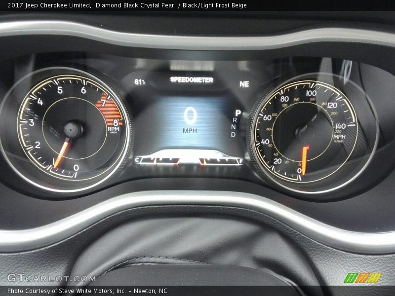 Diamond Black Crystal Pearl / Black/Light Frost Beige 2017 Jeep Cherokee Limited