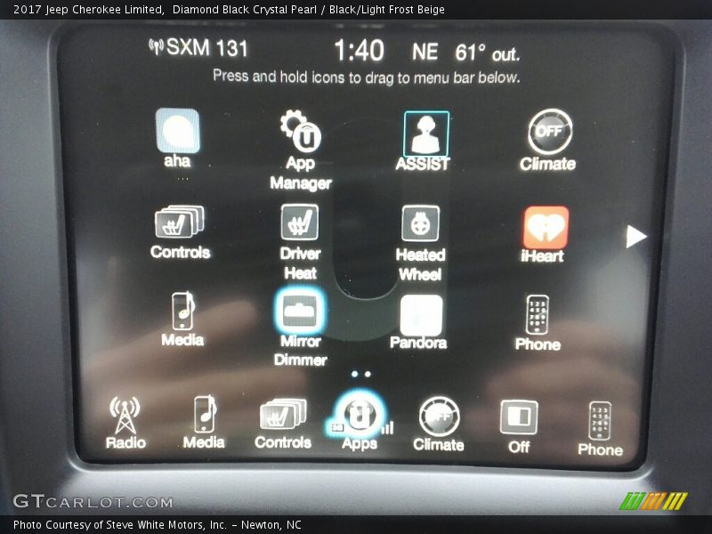 Diamond Black Crystal Pearl / Black/Light Frost Beige 2017 Jeep Cherokee Limited