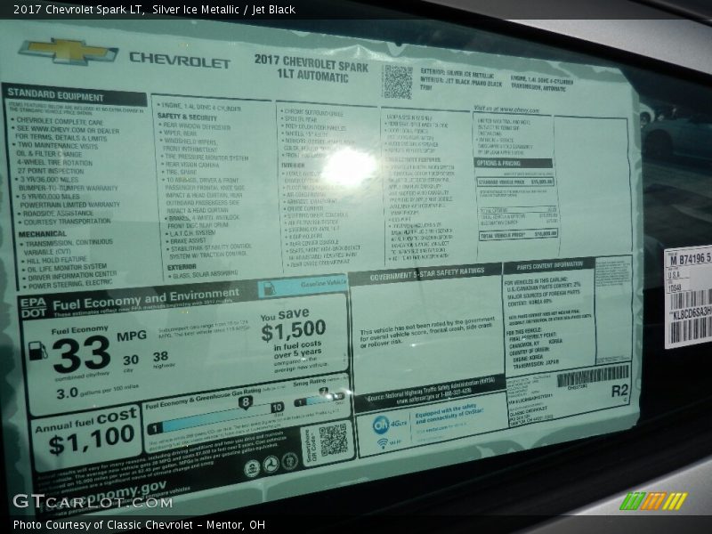 Silver Ice Metallic / Jet Black 2017 Chevrolet Spark LT