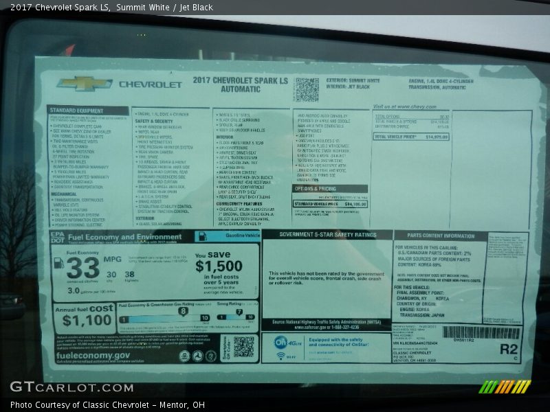 Summit White / Jet Black 2017 Chevrolet Spark LS