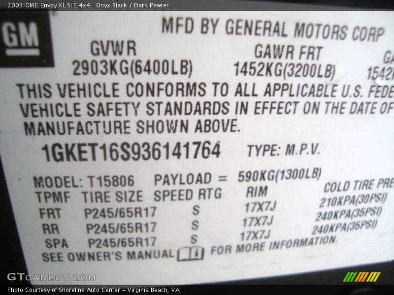 Onyx Black / Dark Pewter 2003 GMC Envoy XL SLE 4x4