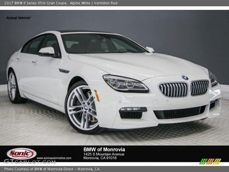 Alpine White / Vermilion Red 2017 BMW 6 Series 650i Gran Coupe