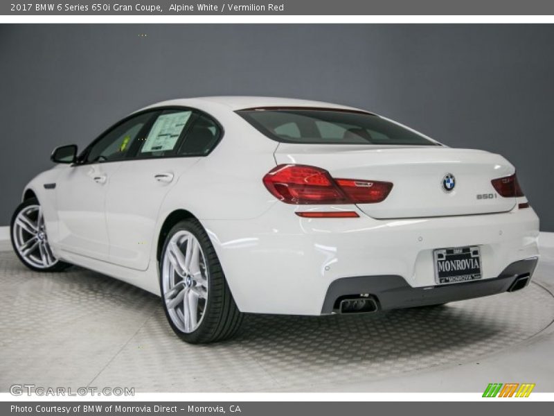 Alpine White / Vermilion Red 2017 BMW 6 Series 650i Gran Coupe