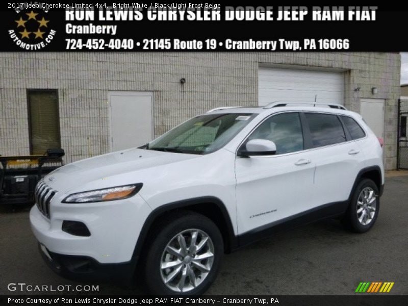 Bright White / Black/Light Frost Beige 2017 Jeep Cherokee Limited 4x4