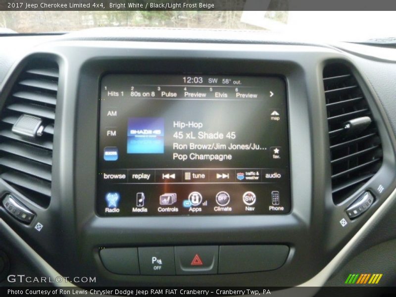 Bright White / Black/Light Frost Beige 2017 Jeep Cherokee Limited 4x4