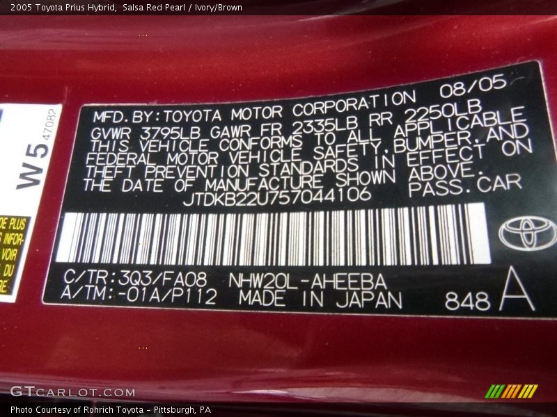 Salsa Red Pearl / Ivory/Brown 2005 Toyota Prius Hybrid