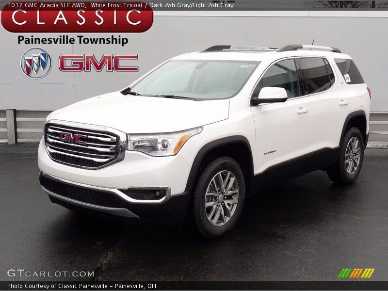White Frost Tricoat / Dark Ash Gray/Light Ash Gray 2017 GMC Acadia SLE AWD