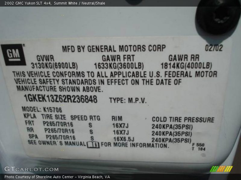 Summit White / Neutral/Shale 2002 GMC Yukon SLT 4x4