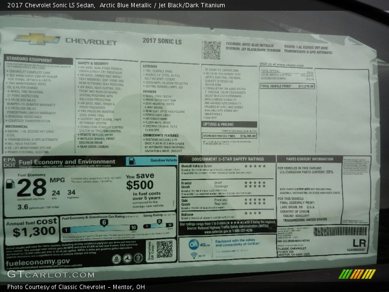 Arctic Blue Metallic / Jet Black/Dark Titanium 2017 Chevrolet Sonic LS Sedan