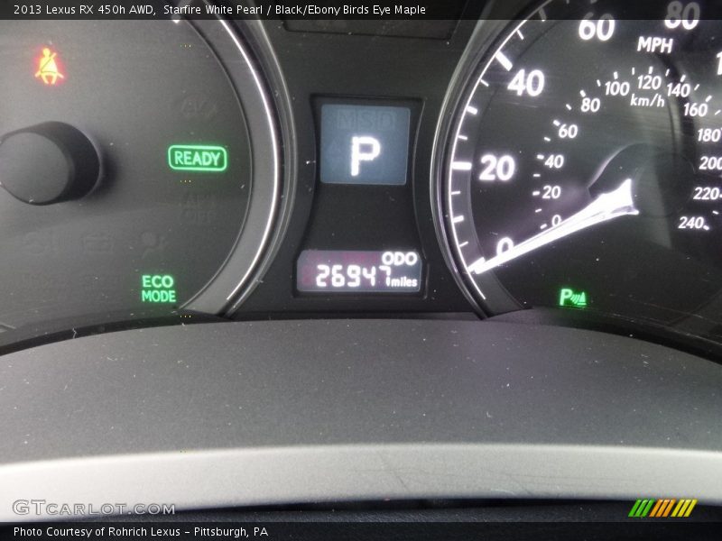 Starfire White Pearl / Black/Ebony Birds Eye Maple 2013 Lexus RX 450h AWD
