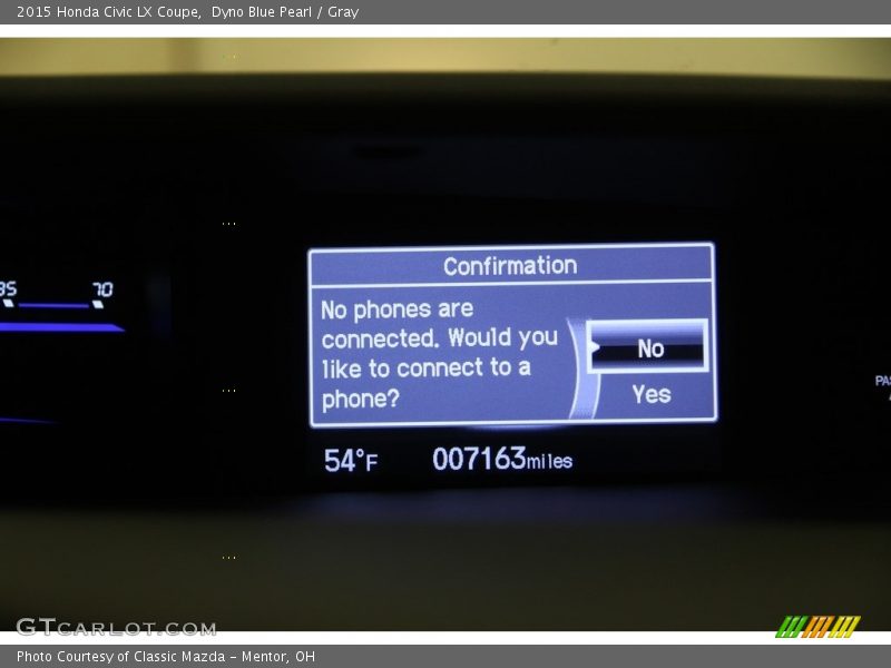 Dyno Blue Pearl / Gray 2015 Honda Civic LX Coupe