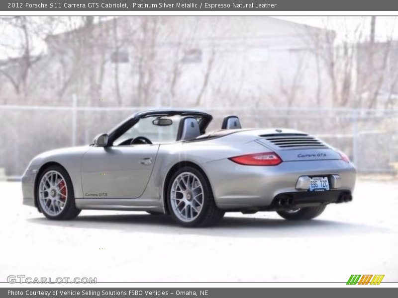 Platinum Silver Metallic / Espresso Natural Leather 2012 Porsche 911 Carrera GTS Cabriolet