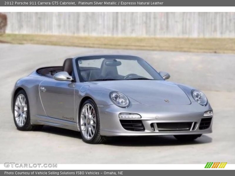 Platinum Silver Metallic / Espresso Natural Leather 2012 Porsche 911 Carrera GTS Cabriolet