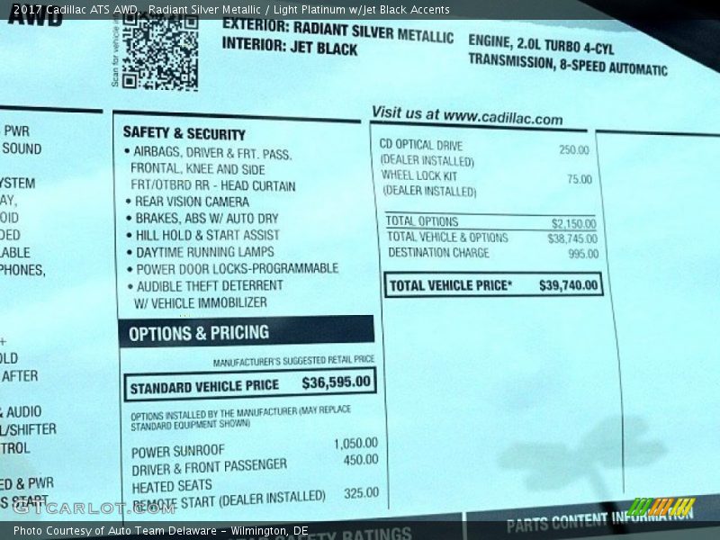 Radiant Silver Metallic / Light Platinum w/Jet Black Accents 2017 Cadillac ATS AWD