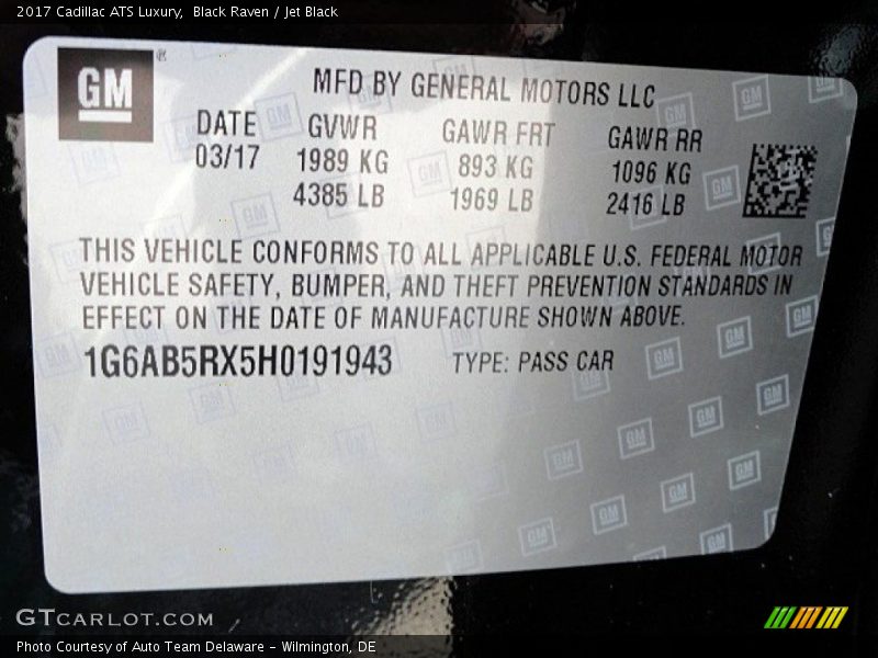 Black Raven / Jet Black 2017 Cadillac ATS Luxury