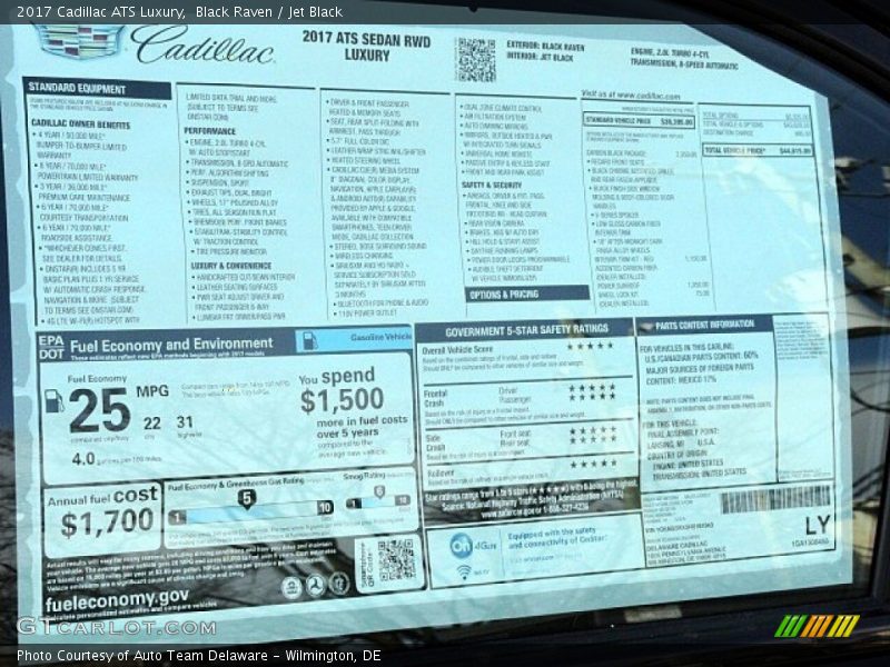 Black Raven / Jet Black 2017 Cadillac ATS Luxury
