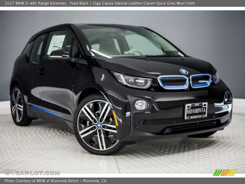 Fluid Black / Giga Cassia Natural Leather/Carum Spice Grey Wool Cloth 2017 BMW i3 with Range Extender