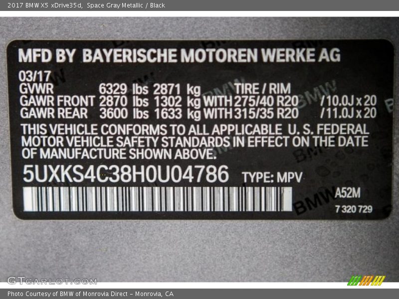 Space Gray Metallic / Black 2017 BMW X5 xDrive35d