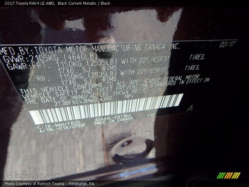 Black Current Metallic / Black 2017 Toyota RAV4 LE AWD
